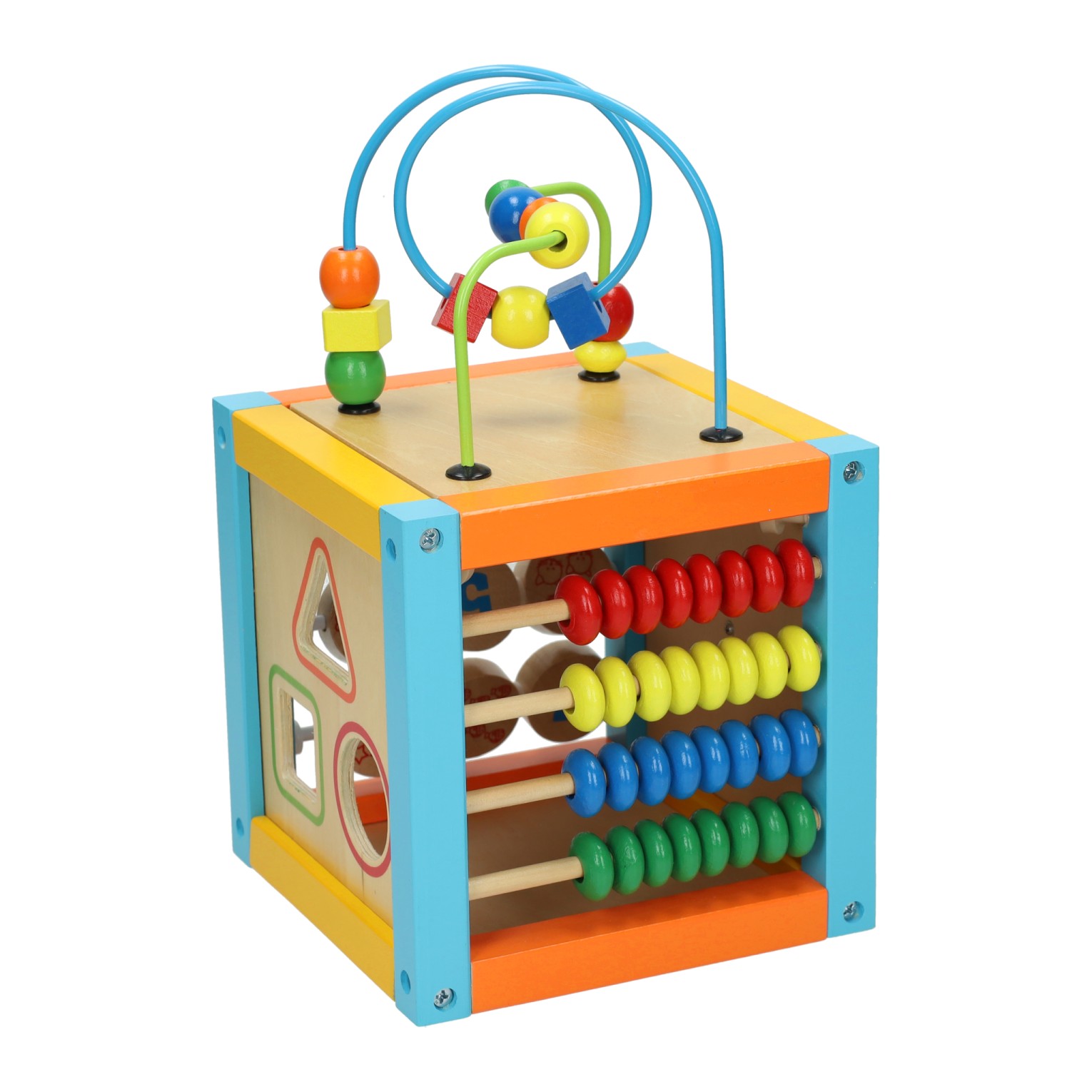 Houten Activiteiten Kubus met Spiraal 5 in 1