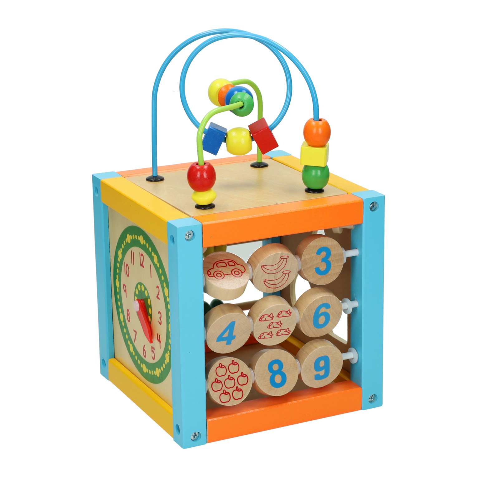 Houten Activiteiten Kubus met Spiraal 5 in 1