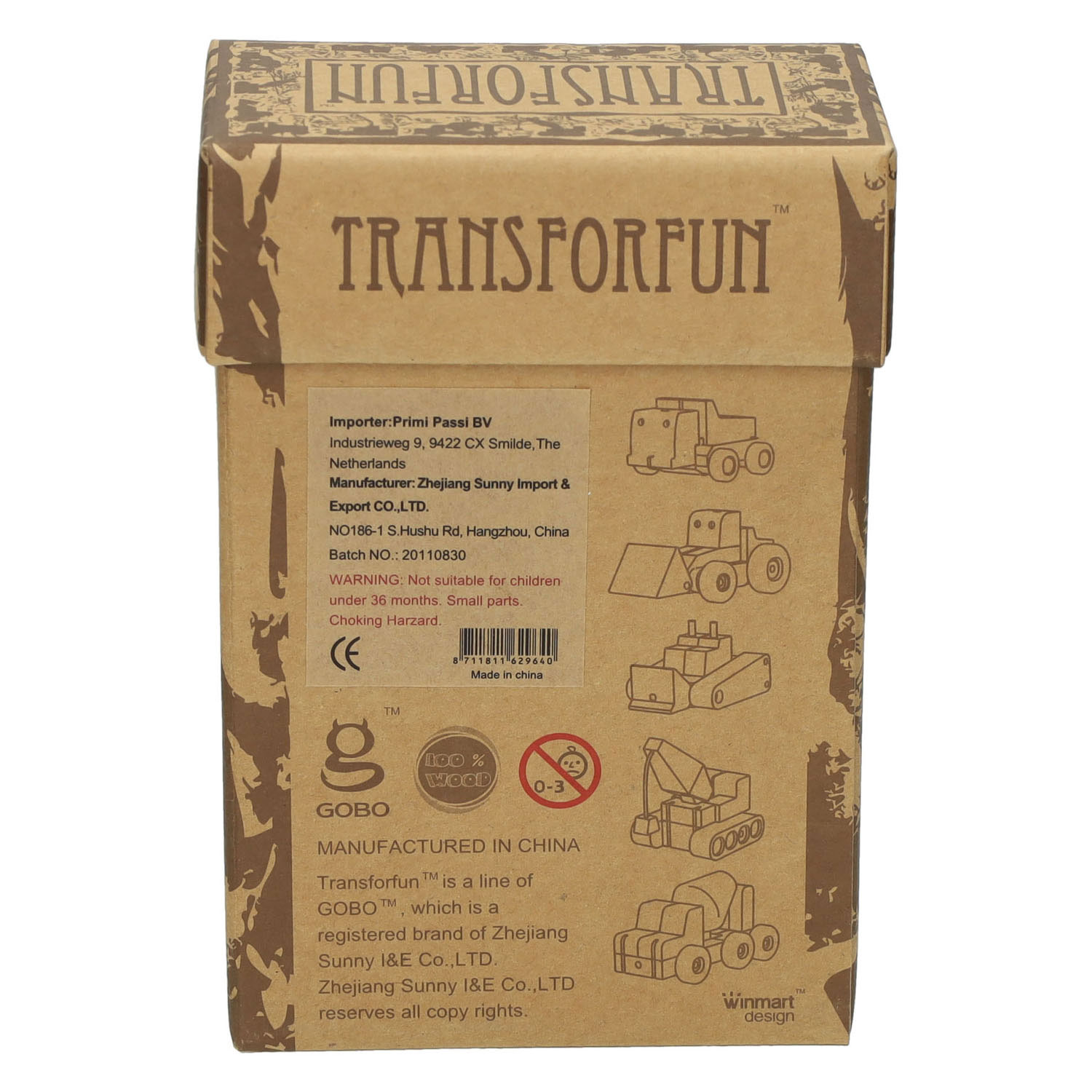 Primi Passi - Houten Transformeer Robot/Cementwagen