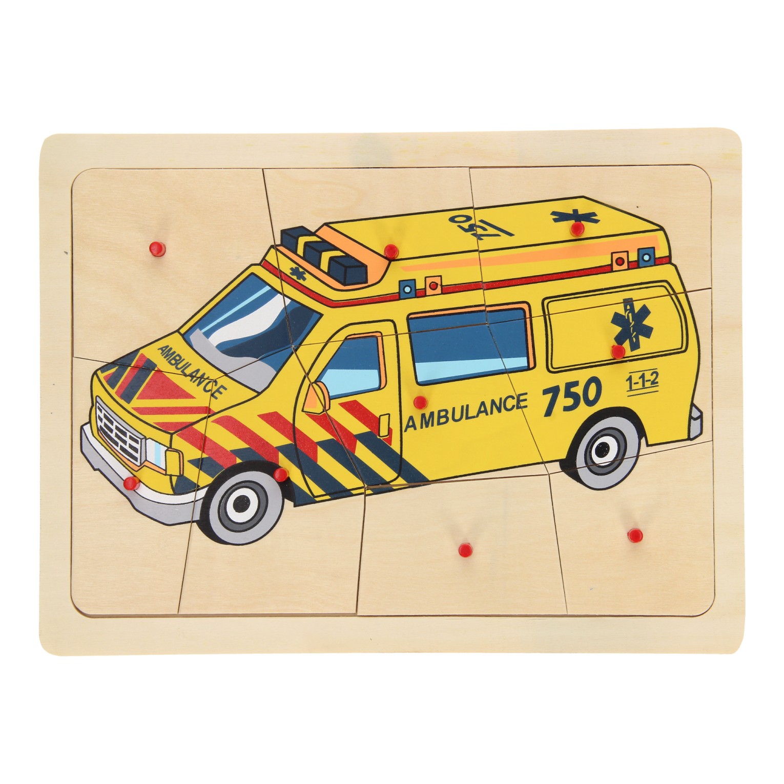 briefpapier marge levend Houten Noppenpuzzel Ambulance, 9st. online kopen? | Lobbes Speelgoed