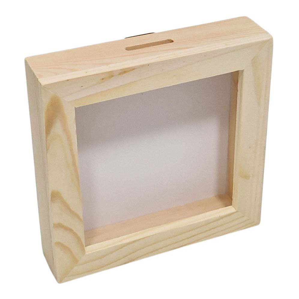 Houten Spaarpot Plexiglas met Witte Achterkant Klein