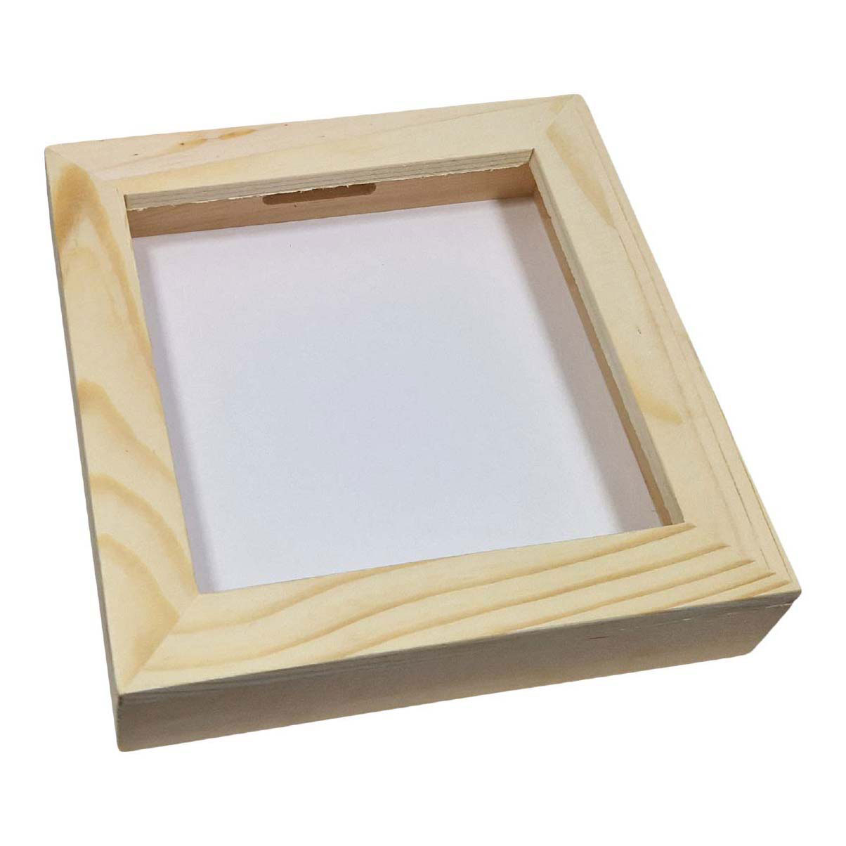 Houten Spaarpot Plexiglas met Witte Achterkant Middel