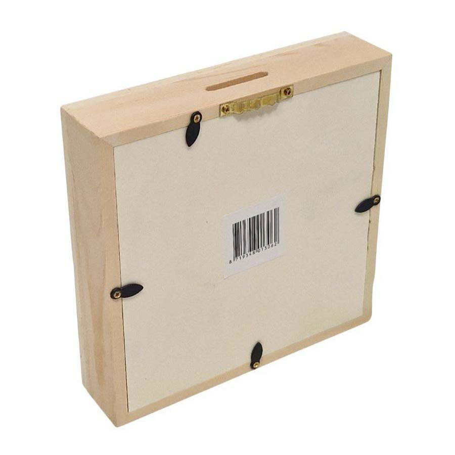 Houten Spaarpot Plexiglas met Witte Achterkant Middel
