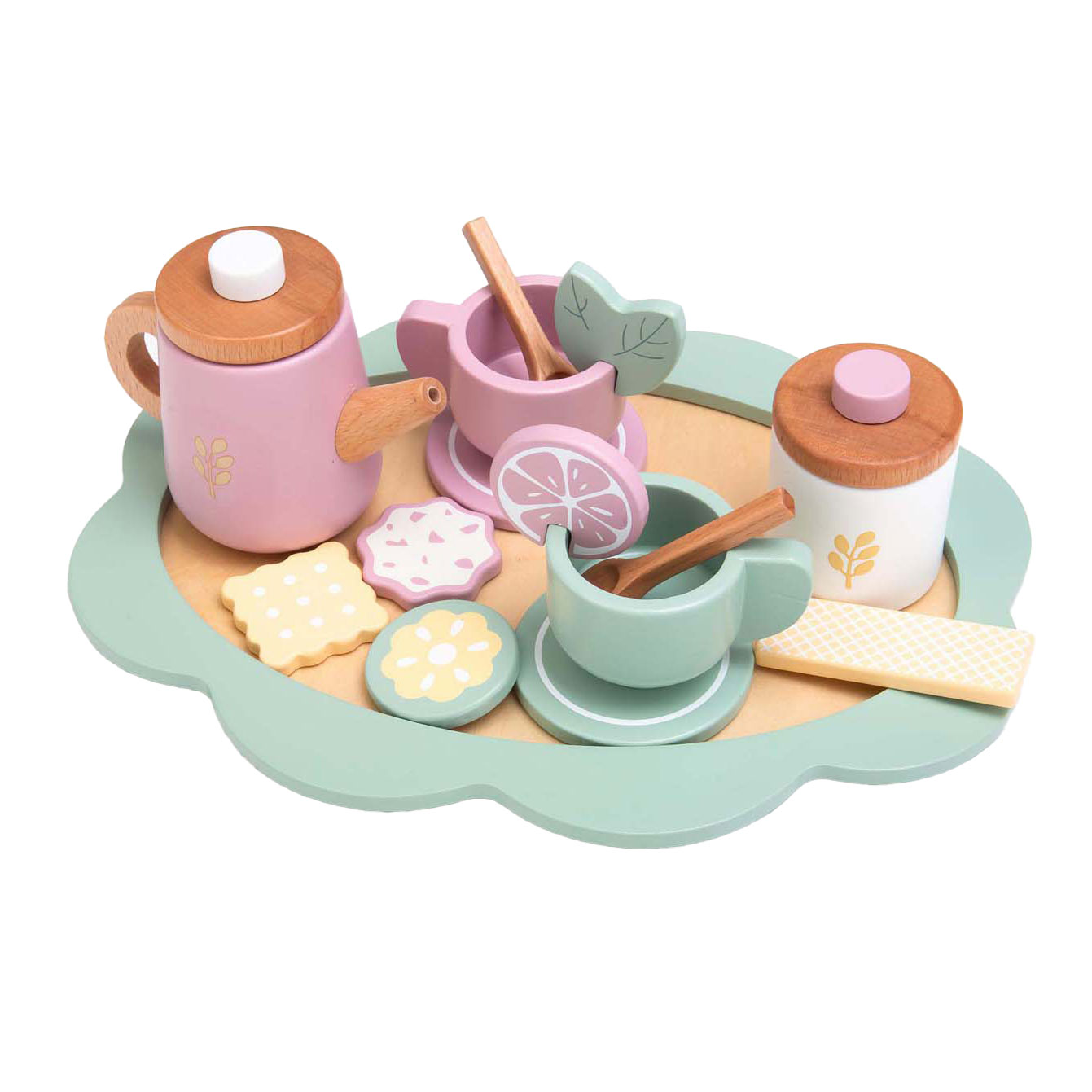 Houten Theeservies Pastel, 17dlg.
