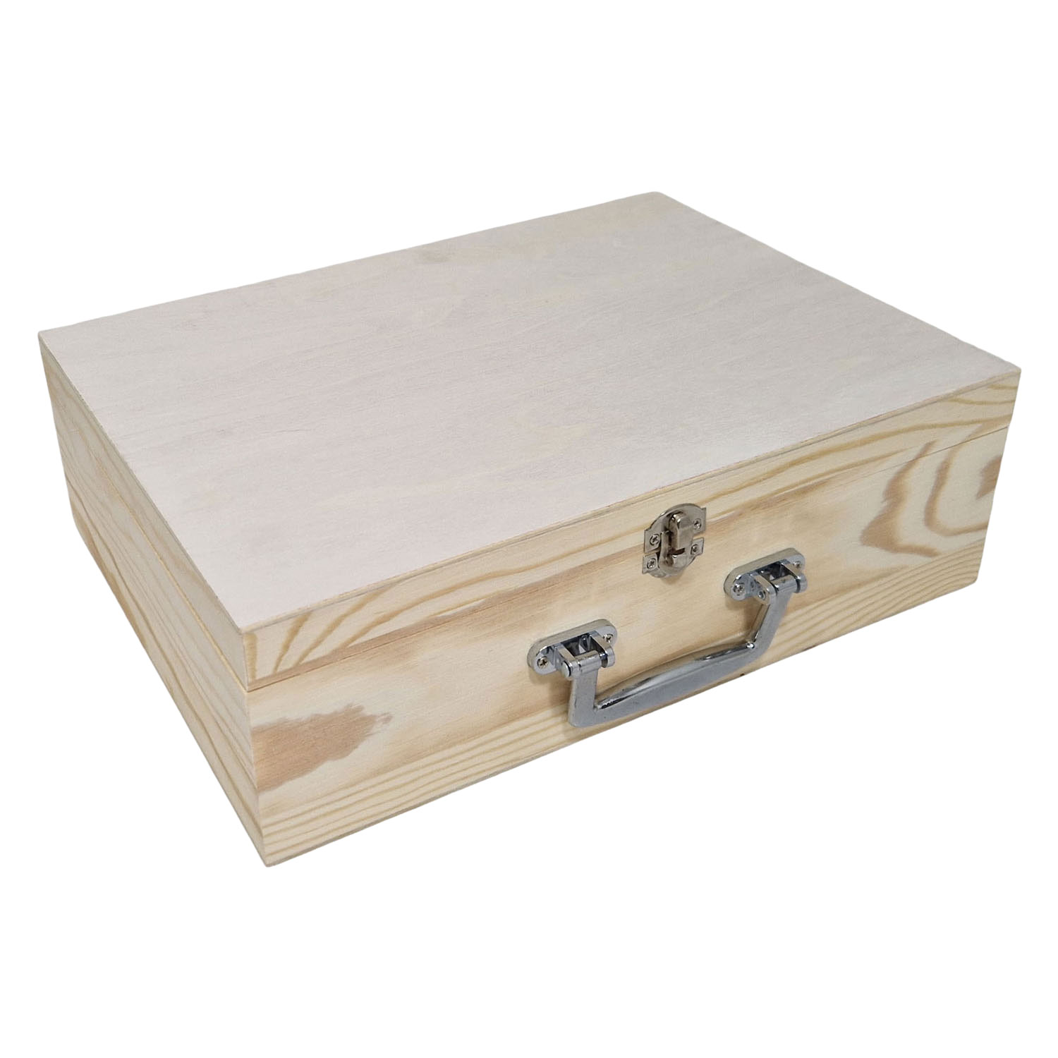 Koffer A4 formaat metalen handvat grenen (2276); luxe