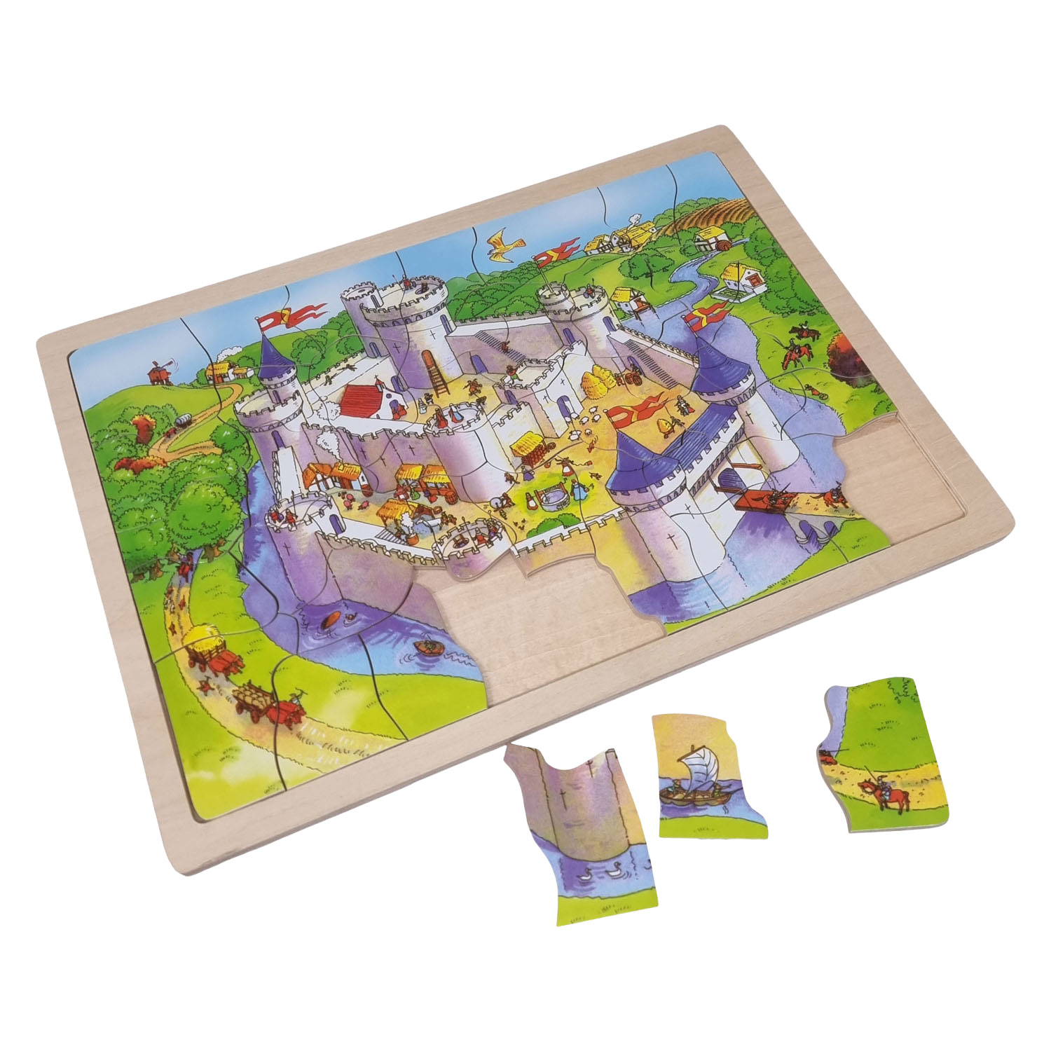 Holzburg-Puzzle - 41 Teile.