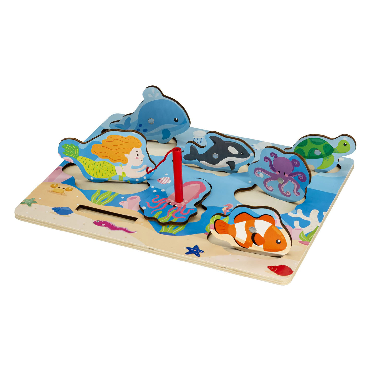 Houten Legpuzzel en Visspel - 7st.