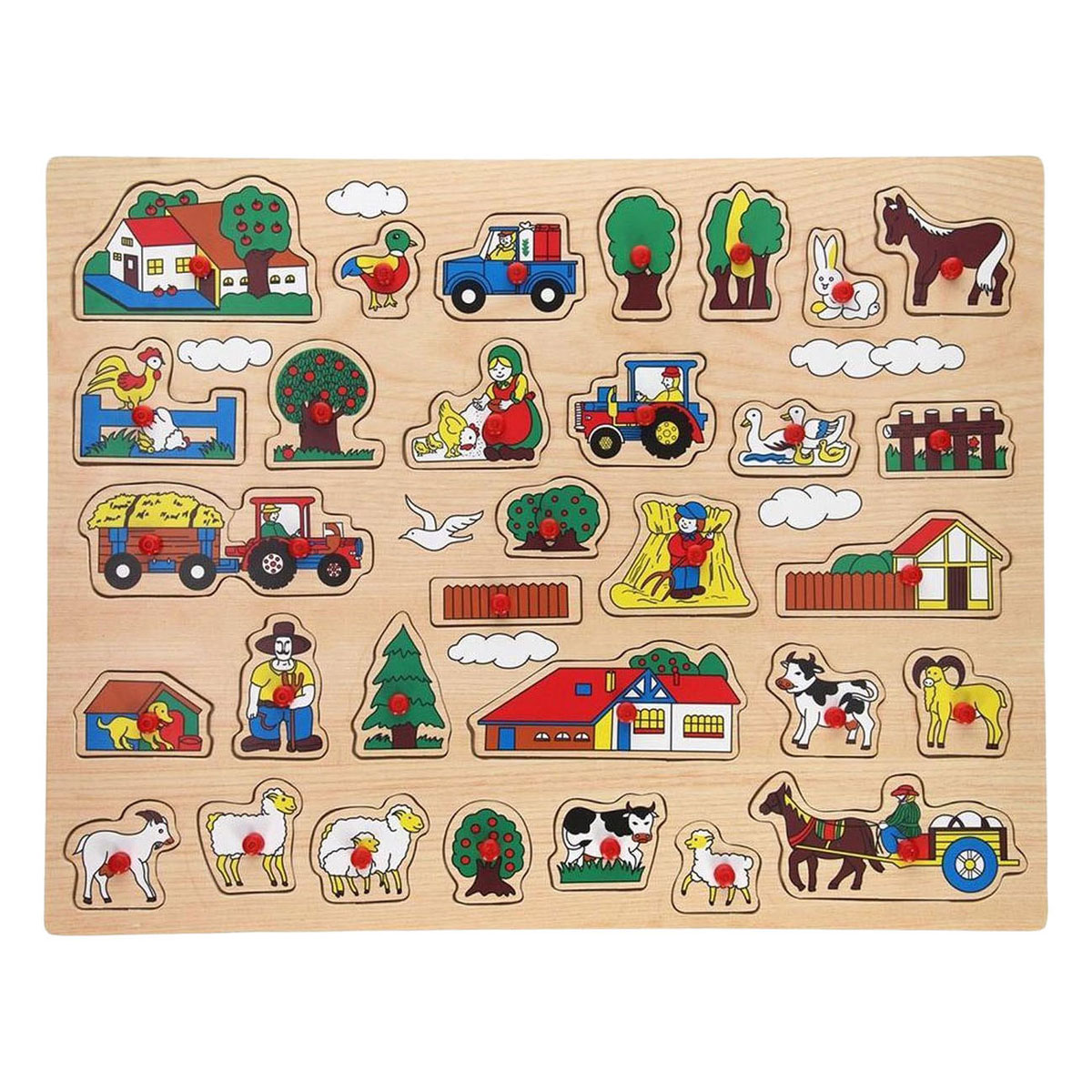 Houten Noppenpuzzel Boerderij Extra Groot - 32st.