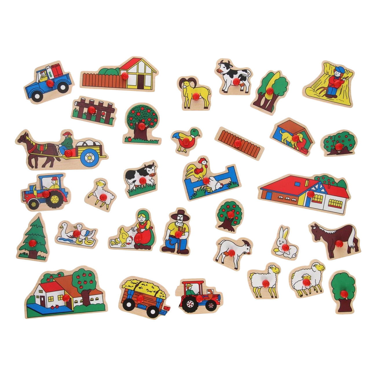 Houten Noppenpuzzel Boerderij Extra Groot - 32st.