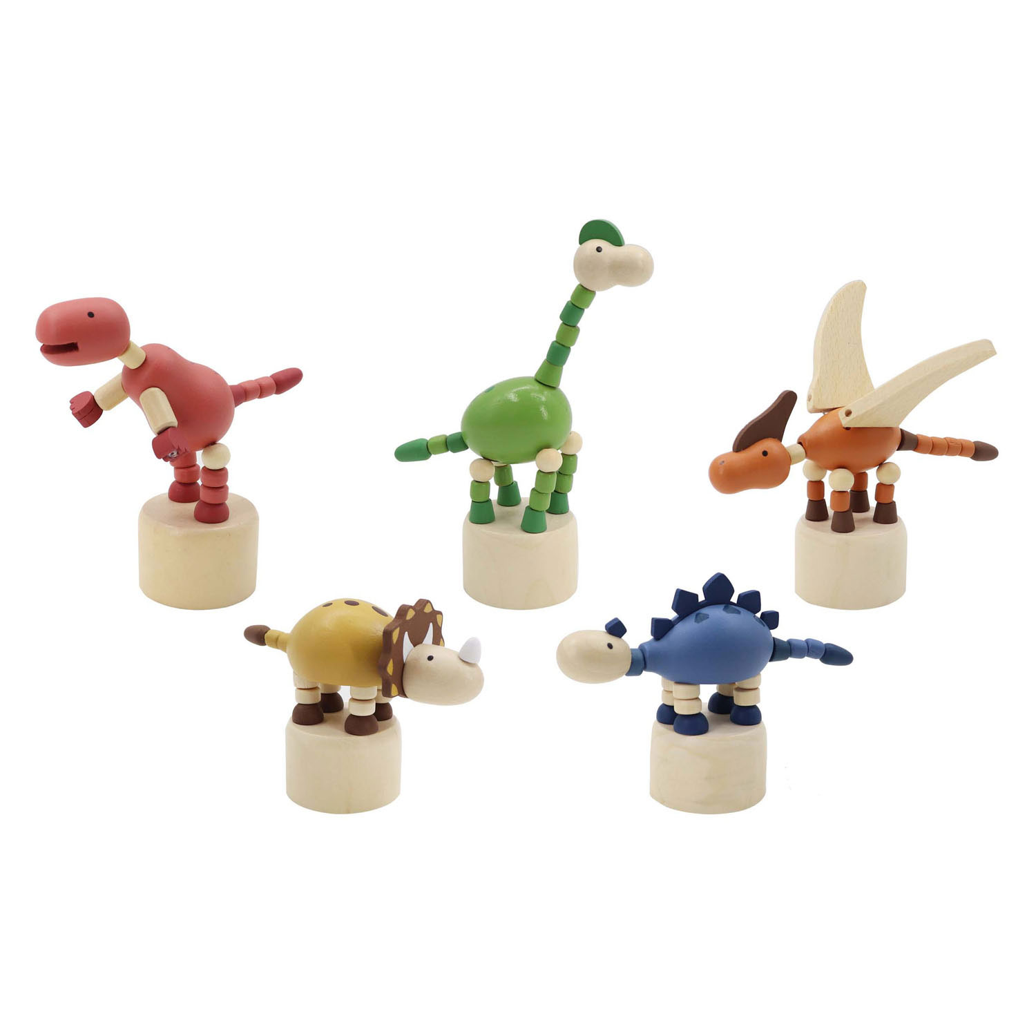 Houten Drukpop Dinosaurus