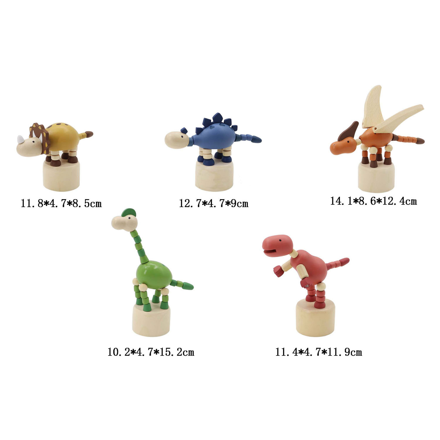Houten Drukpop Dinosaurus