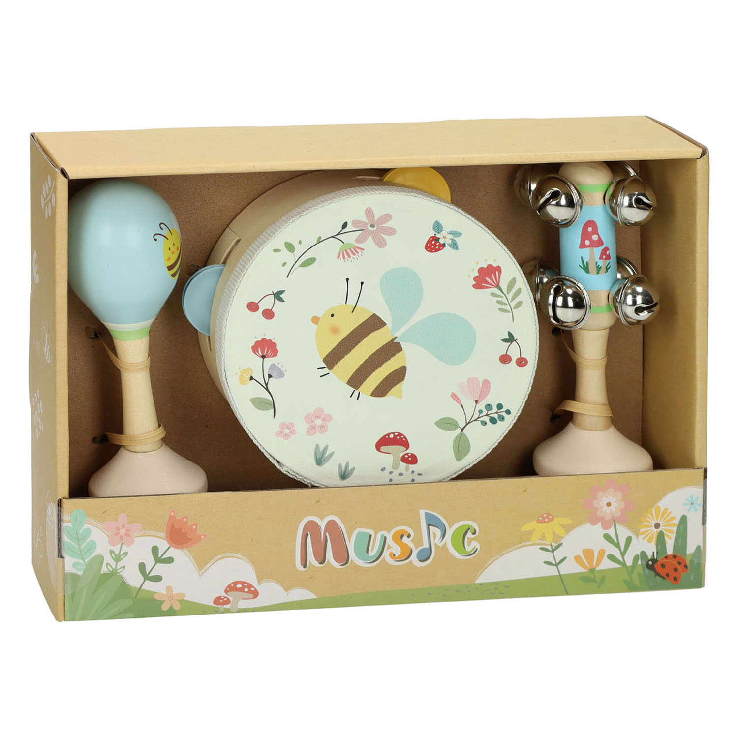 Ensemble musical Abeille en bois - 3 pièces