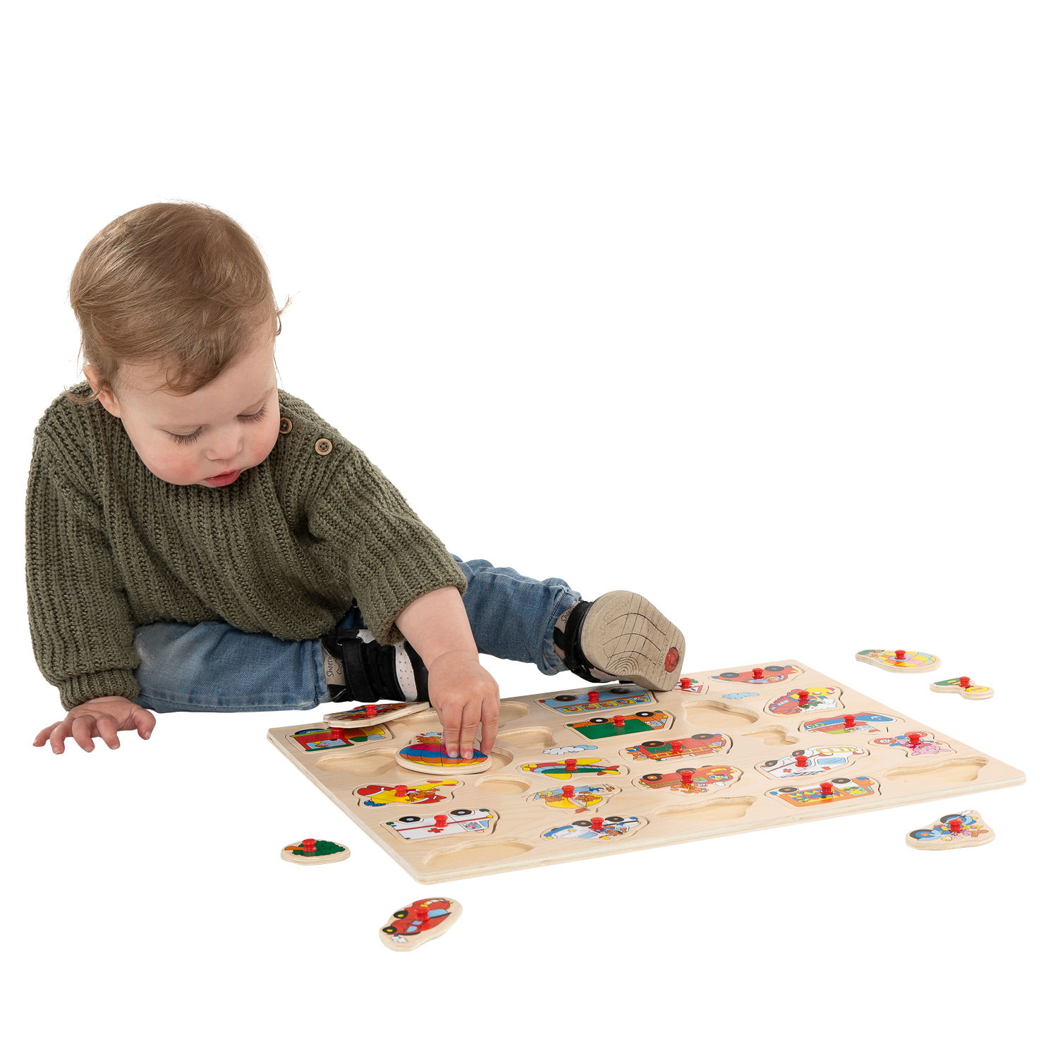 Houten Nopjespuzzel XL - Voertuigen