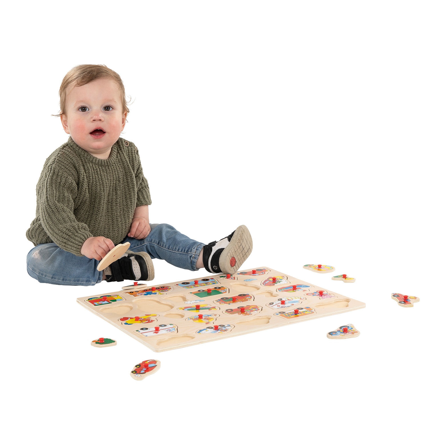 Houten Nopjespuzzel XL - Voertuigen