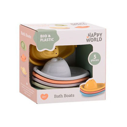 Happy World Bateaux de bain en plastique bio, 5 pc