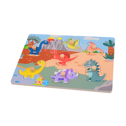 Joueco Puzzle en bois Dino Stud, 7 mcx.