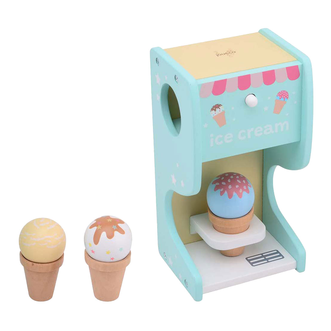 Machine à glace en bois Joueco avec boules de glace, 6 pcs.