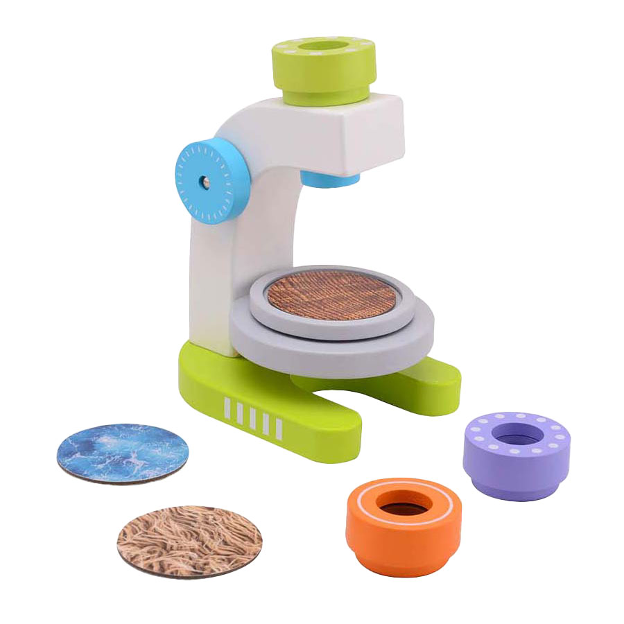 Microscope en bois Joueco avec 3 lentilles, 7 pcs.