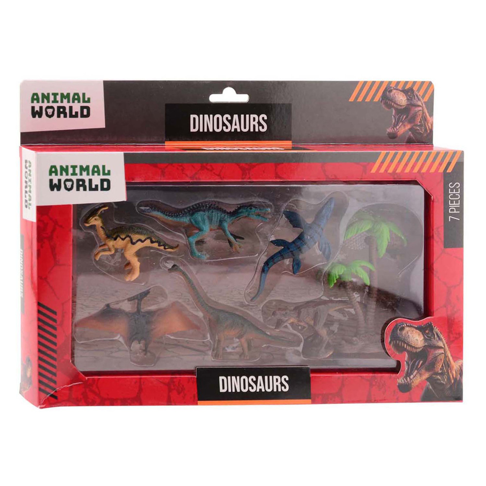 Animal World - Coffret de jeu Dino, 7 pièces.