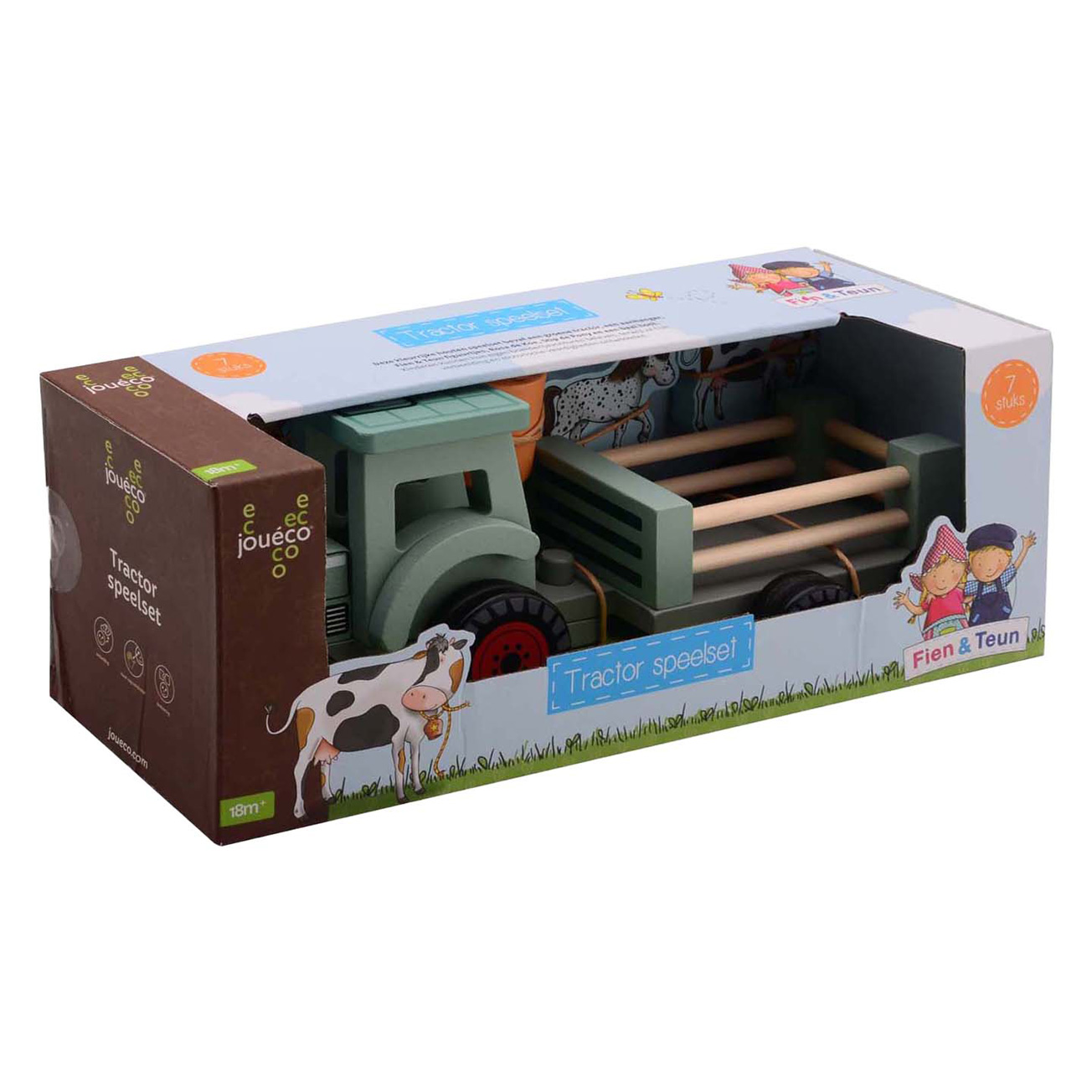 Fien & Teun Houten Tractor met Accesoires - 7dlg.