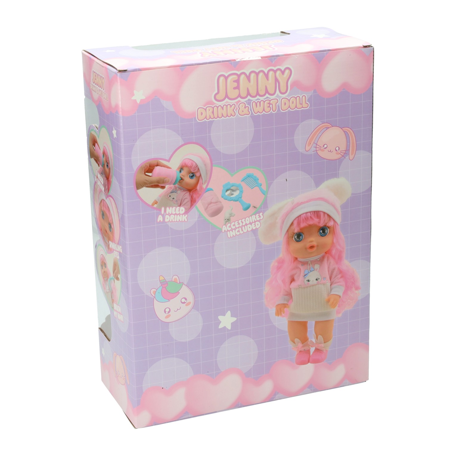 Drink en plaspop Jenny met Grote Ogen - Roze