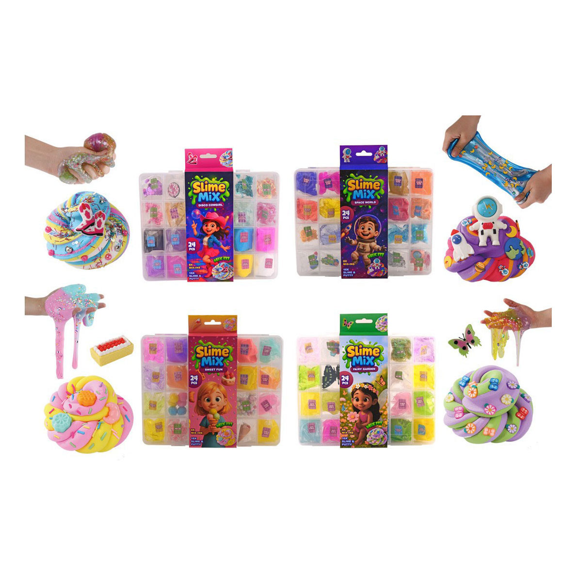 Pâte à modeler, slime et accessoires - 24 pièces.
