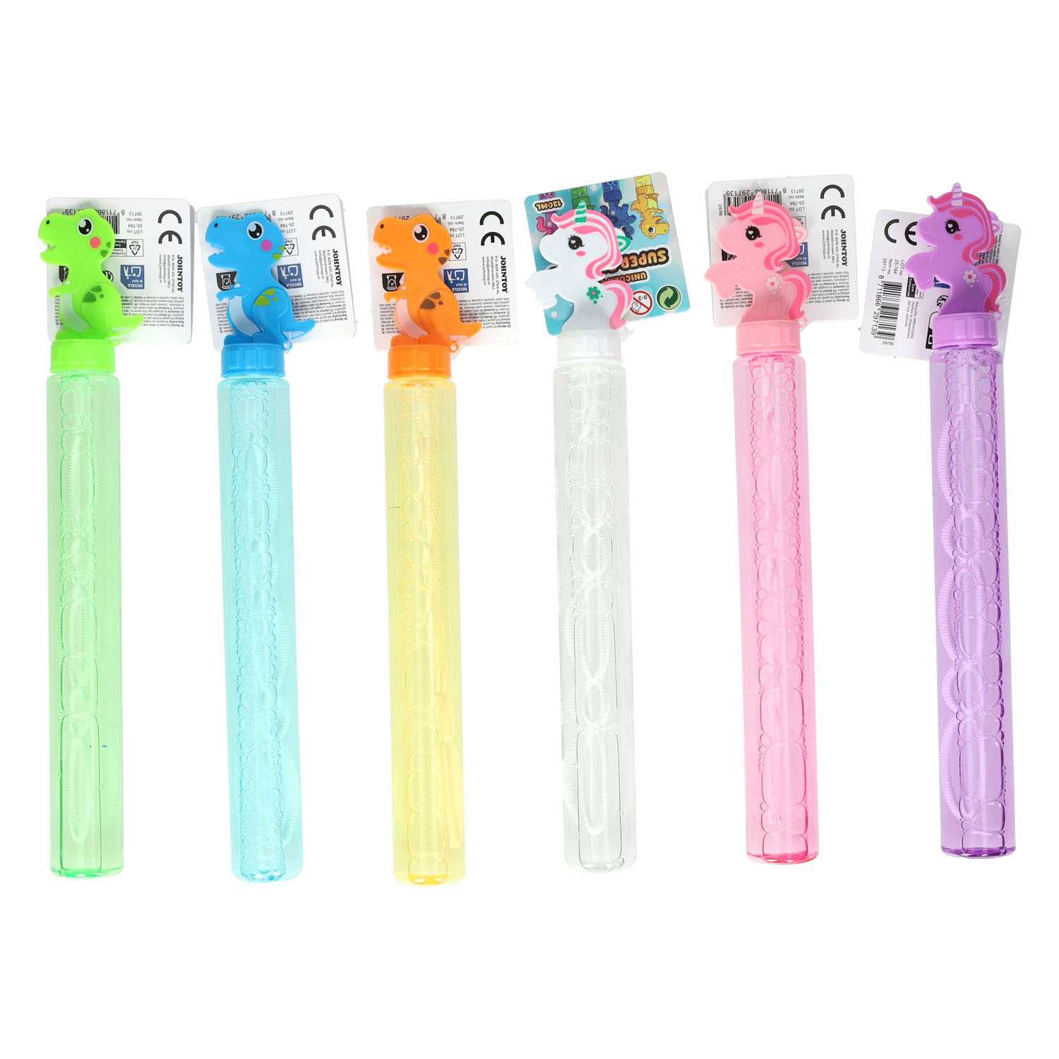 Souffleur de bulles Licorne et Dinosaure 118ml 24 pièces.