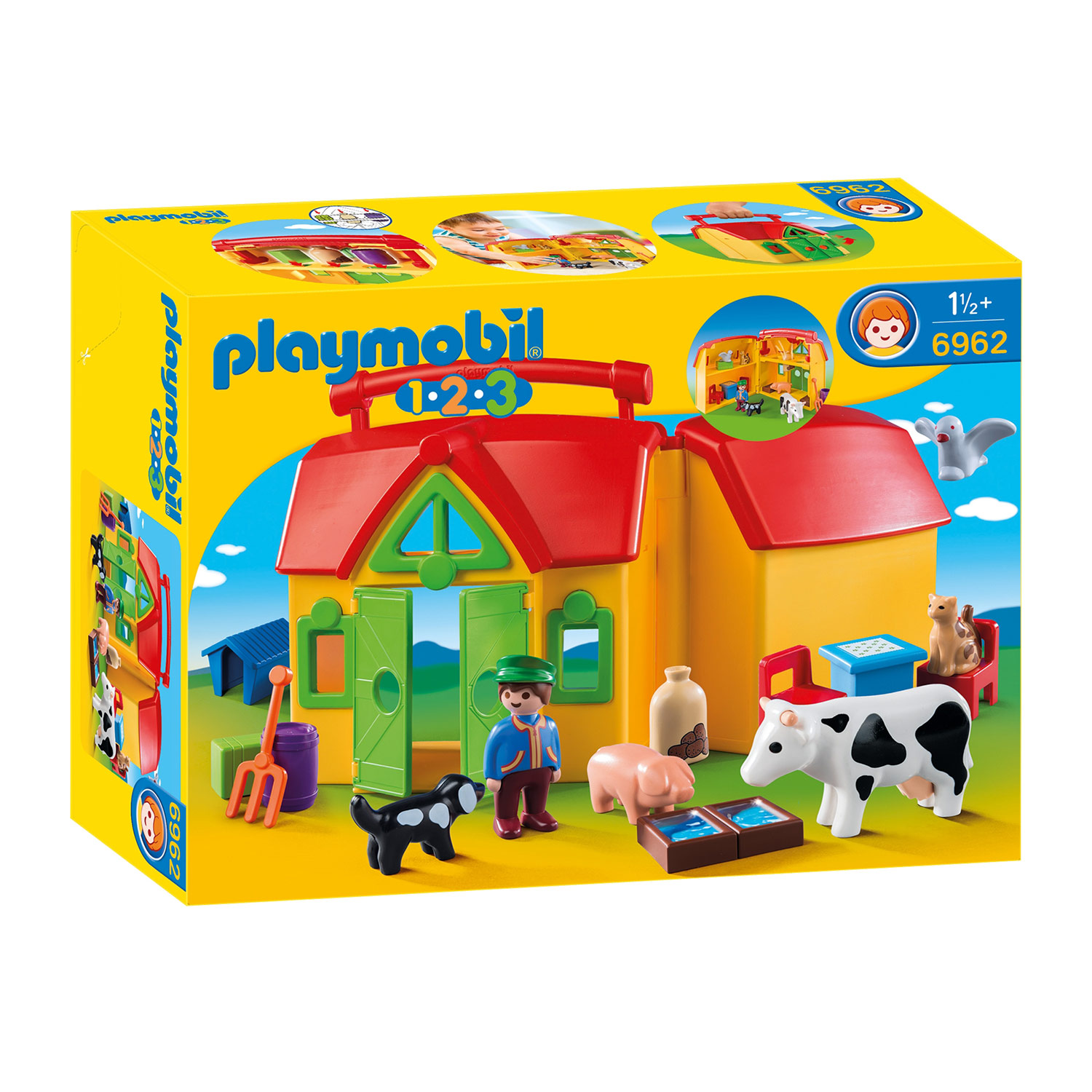 Mos Verlengen stijl Playmobil 1.2.3. Meeneemboerderij met Dieren - ... | Lobbes Speelgoed