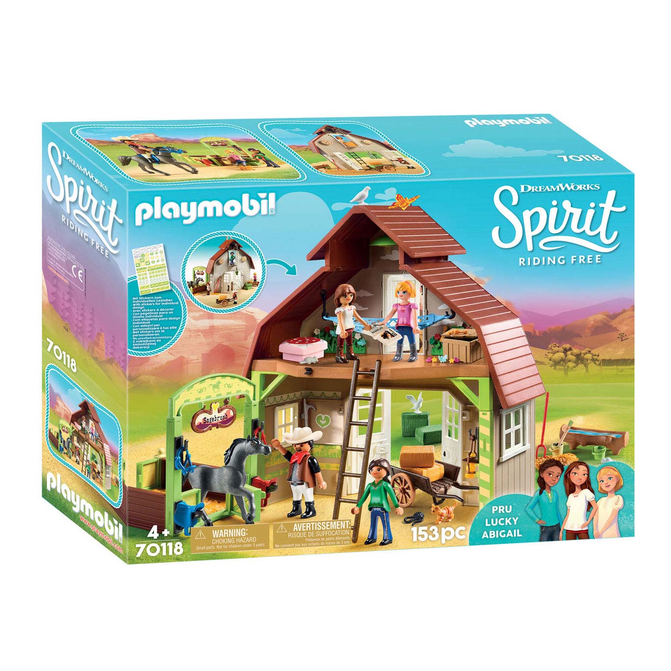 Playmobil Spirit 70118 Schuur met Lucky, Pru en Abigail