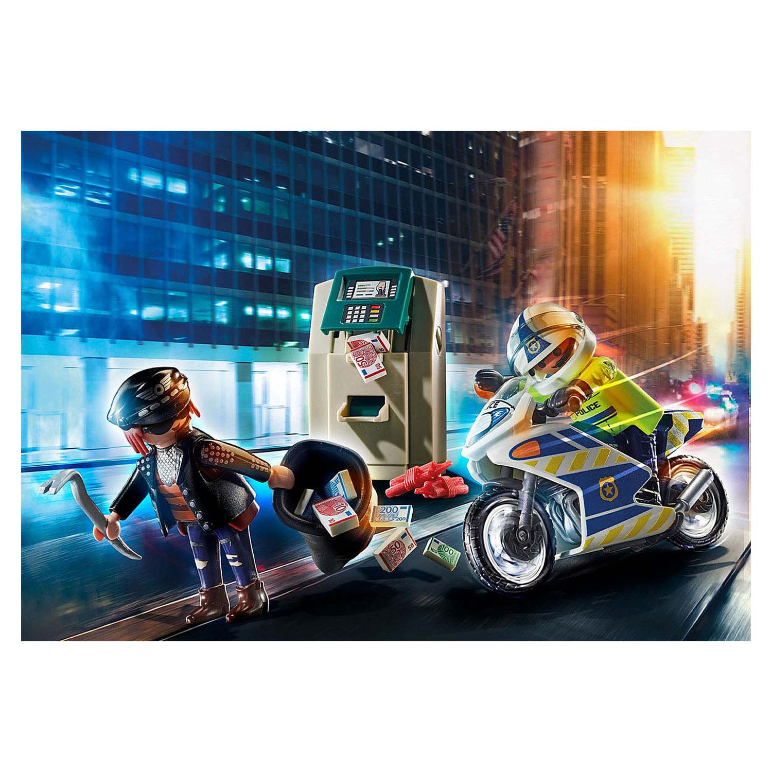 Playmobil City Action Polizeimotorrad Verfolgung des Geldräubers – 70572