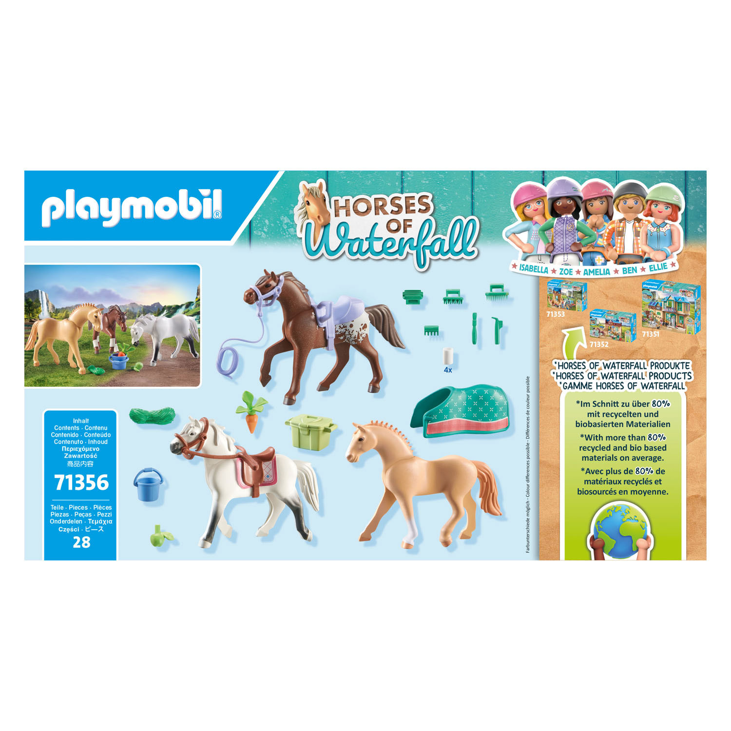 Playmobil Horses of Waterfall 3 Pferde mit Zubehör - 71356
