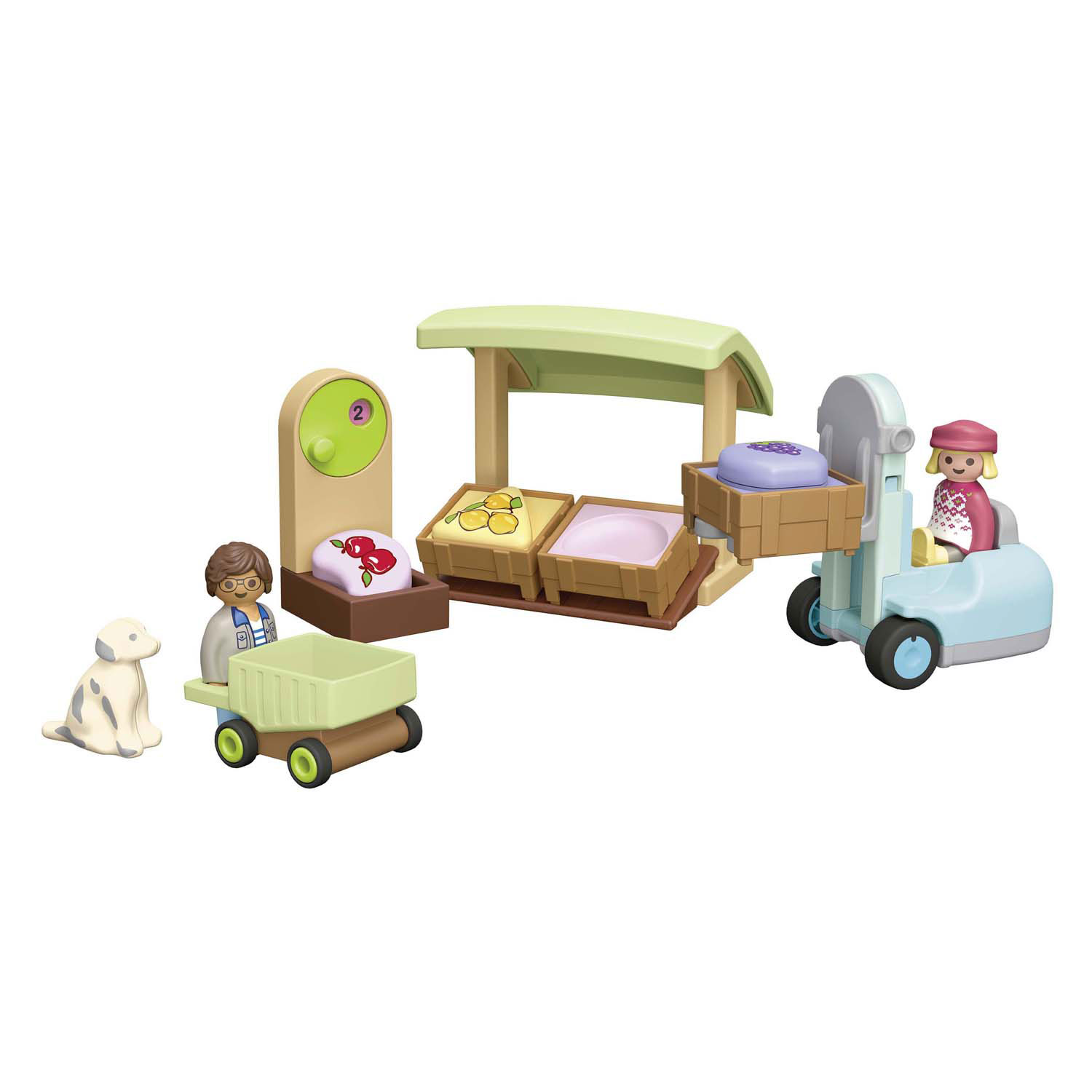 Playmobil 1.2.3. Bio-Marktstand und Gabelstapler – 71691