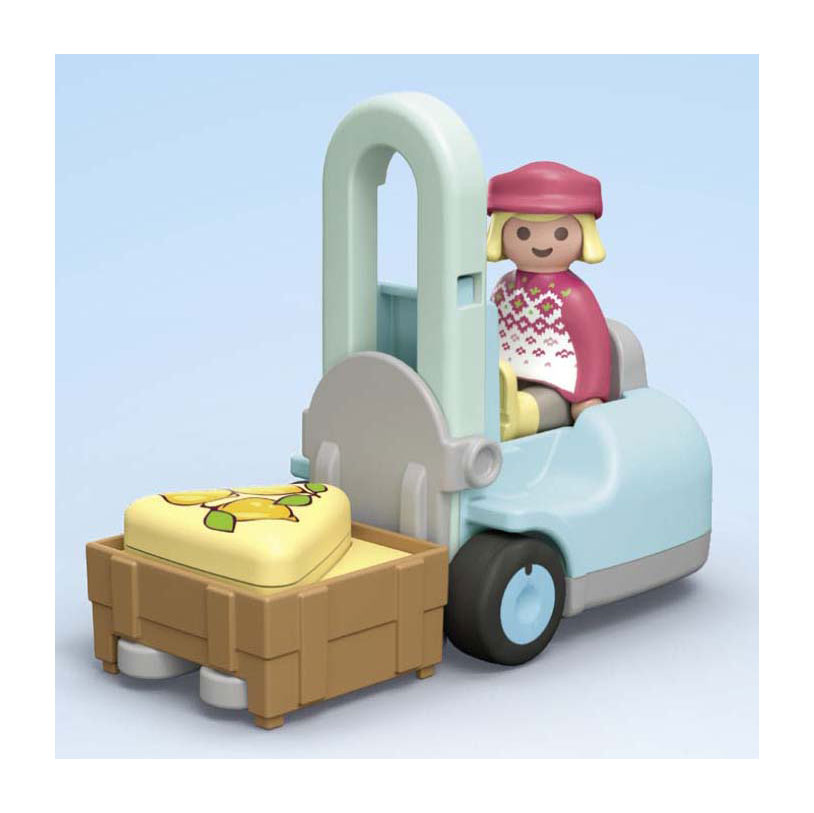 Playmobil 1.2.3. Bio-Marktstand und Gabelstapler – 71691