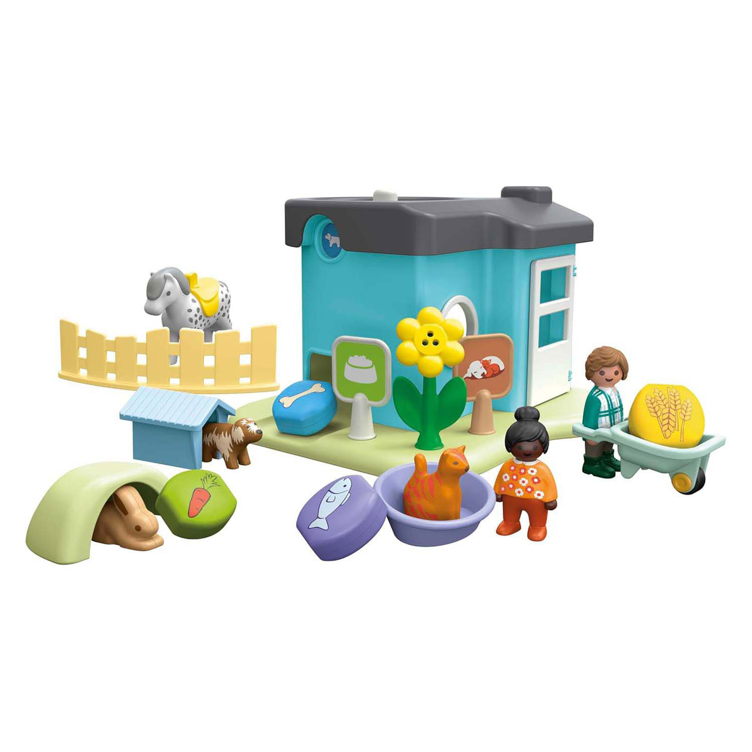 Playmobil 1.2.3. Pension pour animaux avec mangeoire automatique - 71690