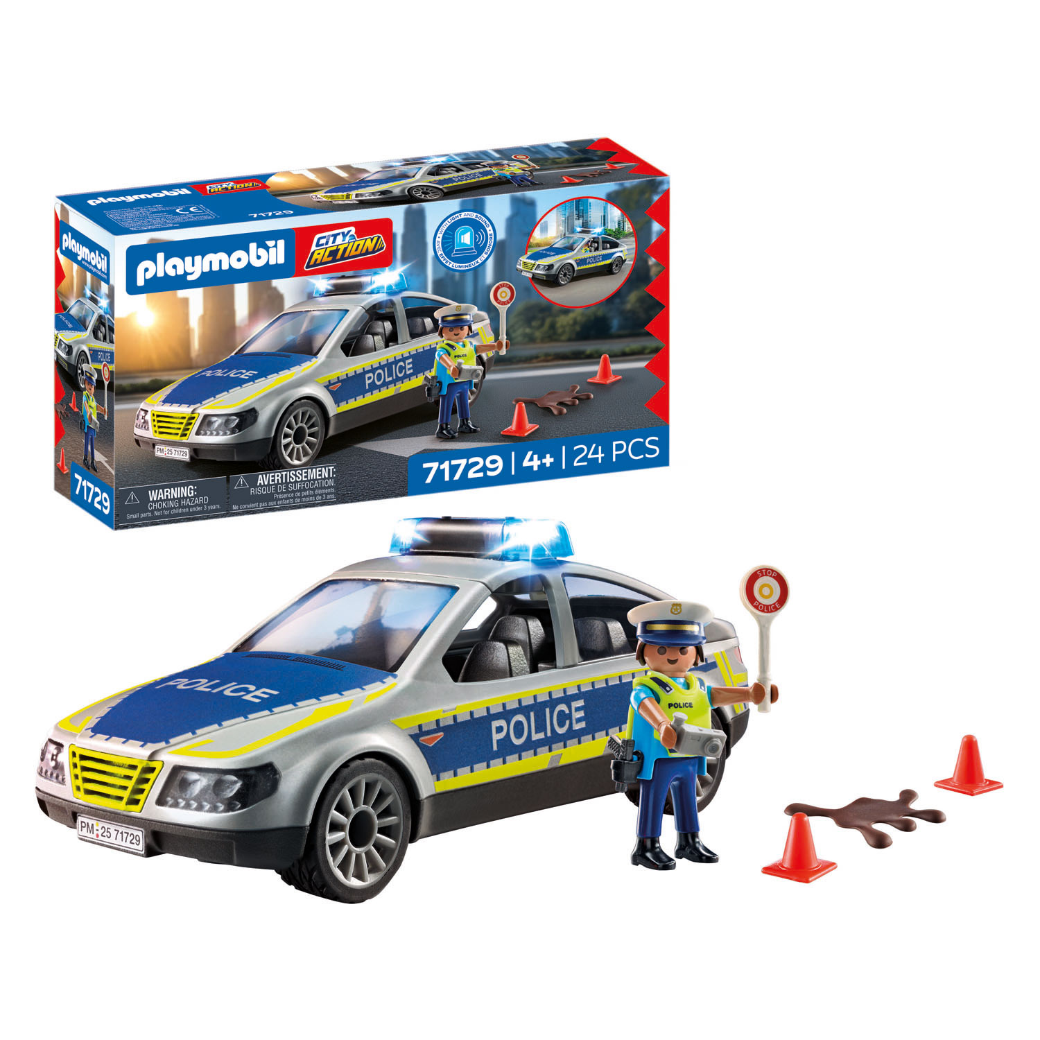 Voiture de patrouille de police Playmobil Action Heroes, 24 pièces - 71729