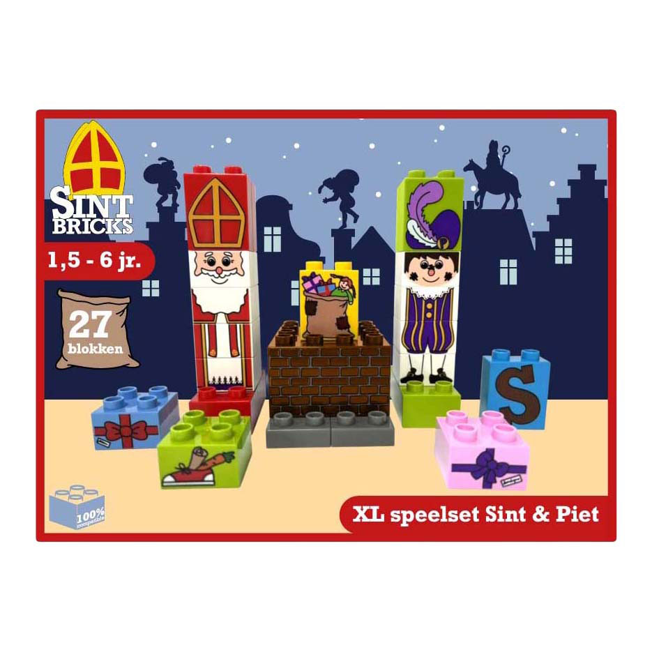 Bouwset Juior Sint en Piet Schoorsteen met Pakjes - 27st.