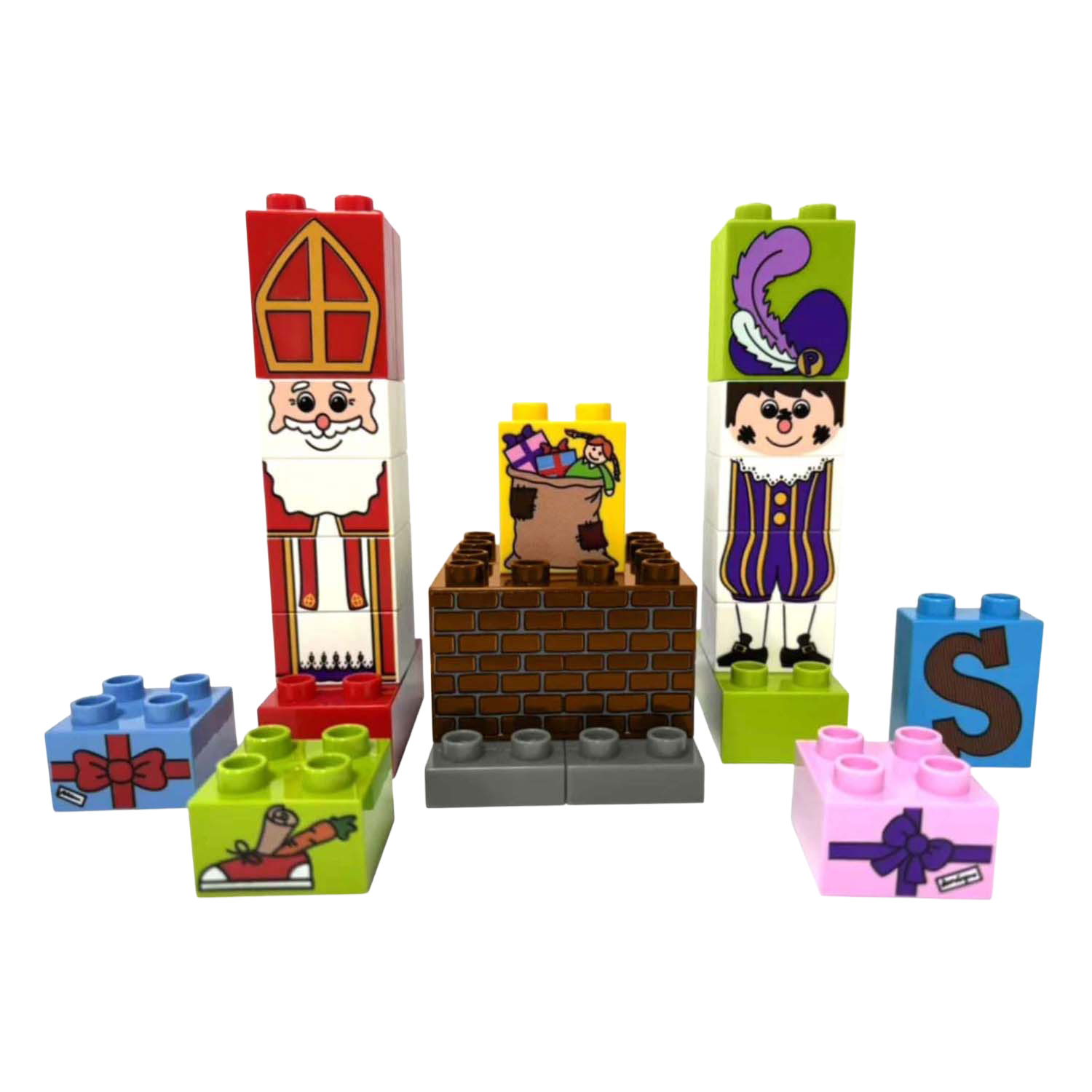 Bouwset Juior Sint en Piet Schoorsteen met Pakjes - 27st.