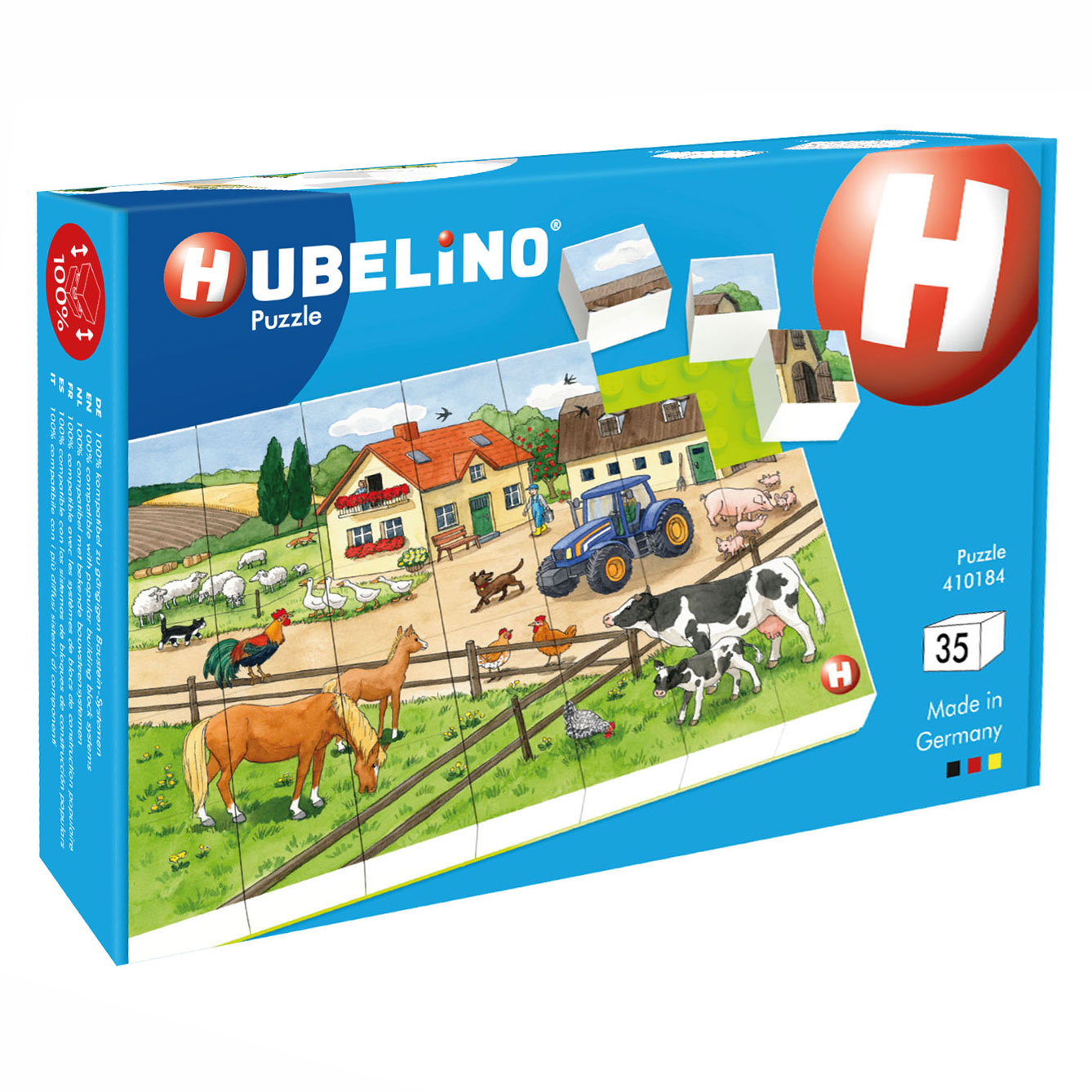 Hubelino Blockpuzzle Leben auf dem Bauernhof, 35 Teile.