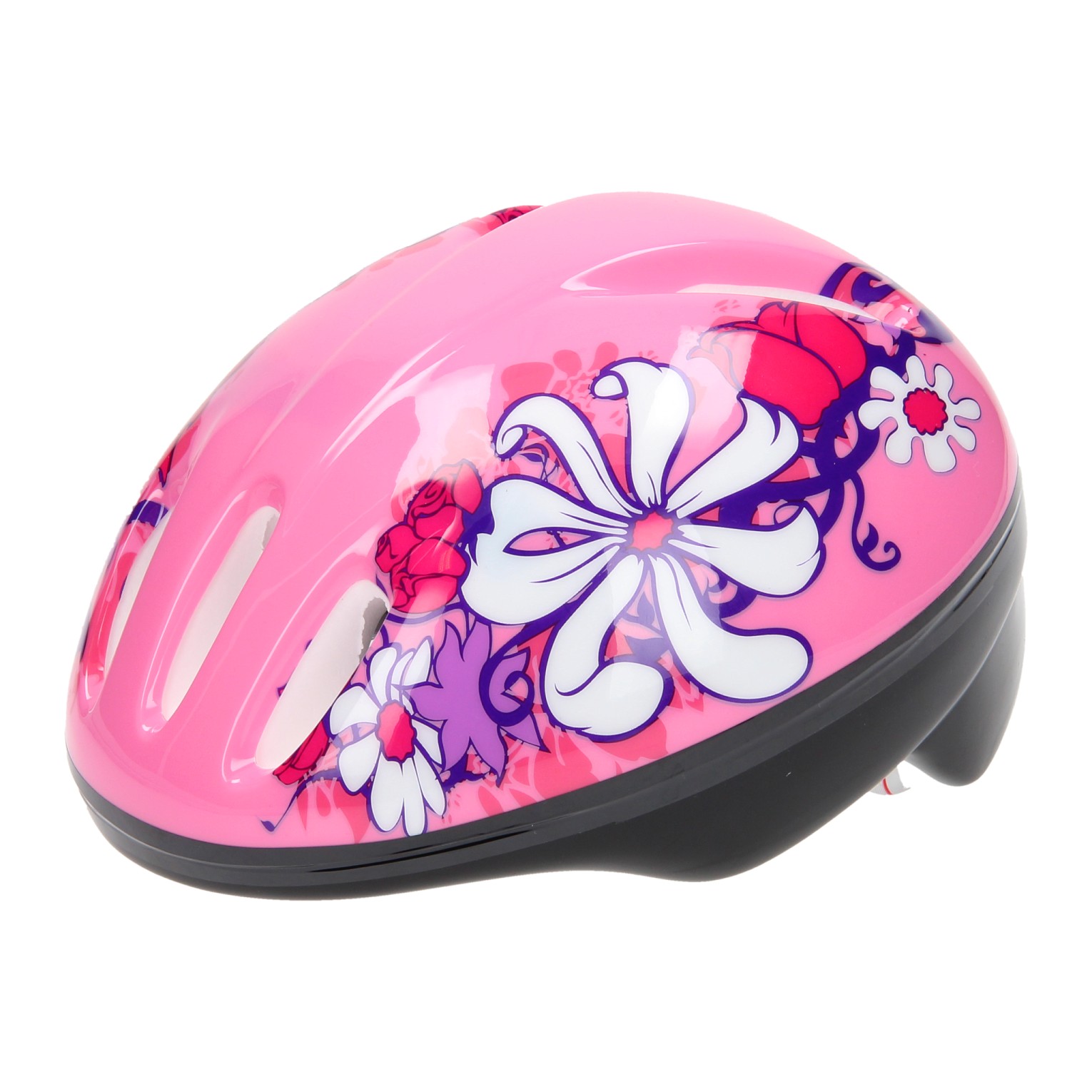 Fahrradhelm, Größe 50-54 - Pink / Blumenweiß