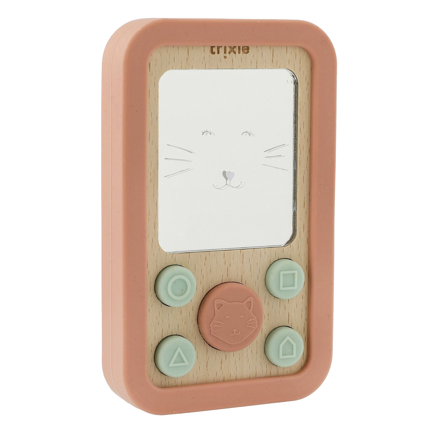 Trixie Téléphone pour bébé en bois et silicone - Mme. Chat