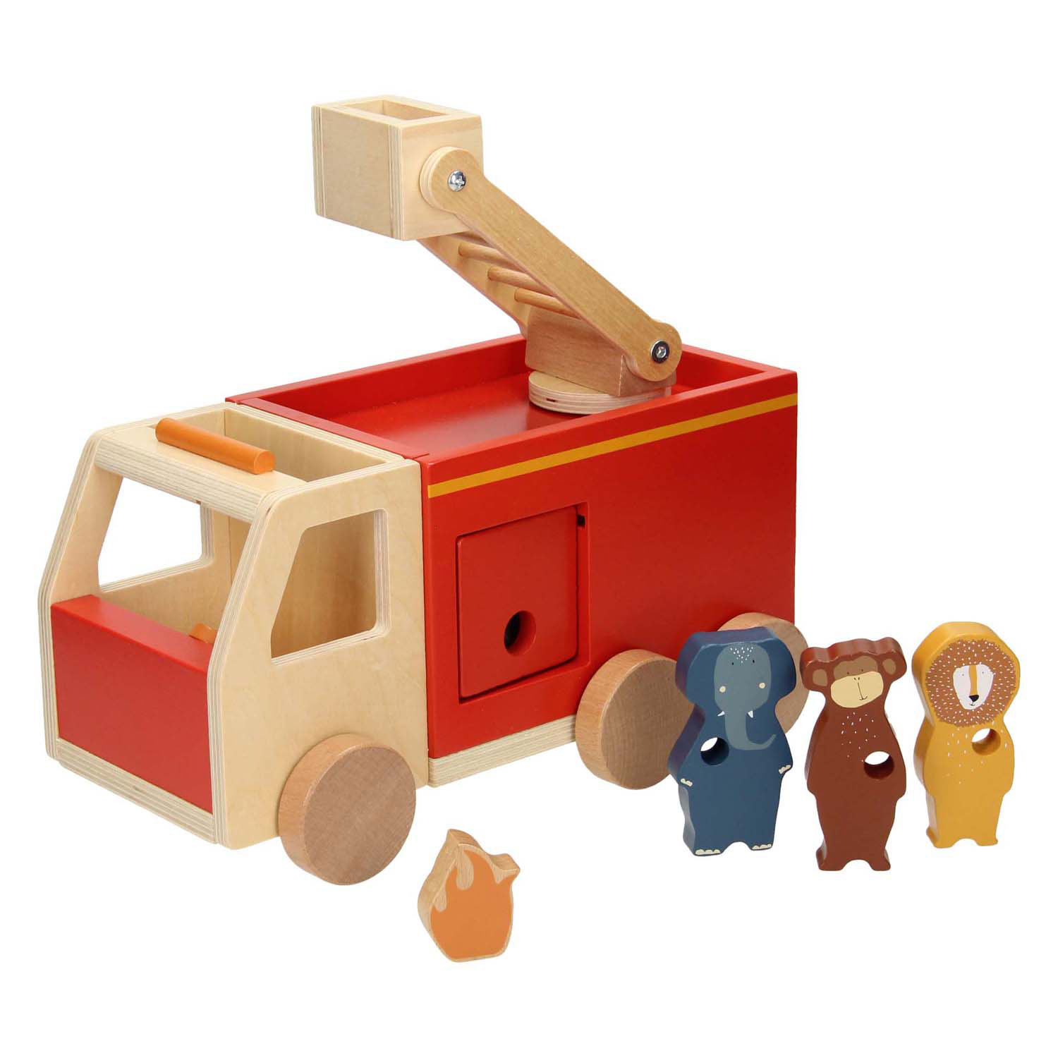 Trixie Camion de pompier en bois avec animaux