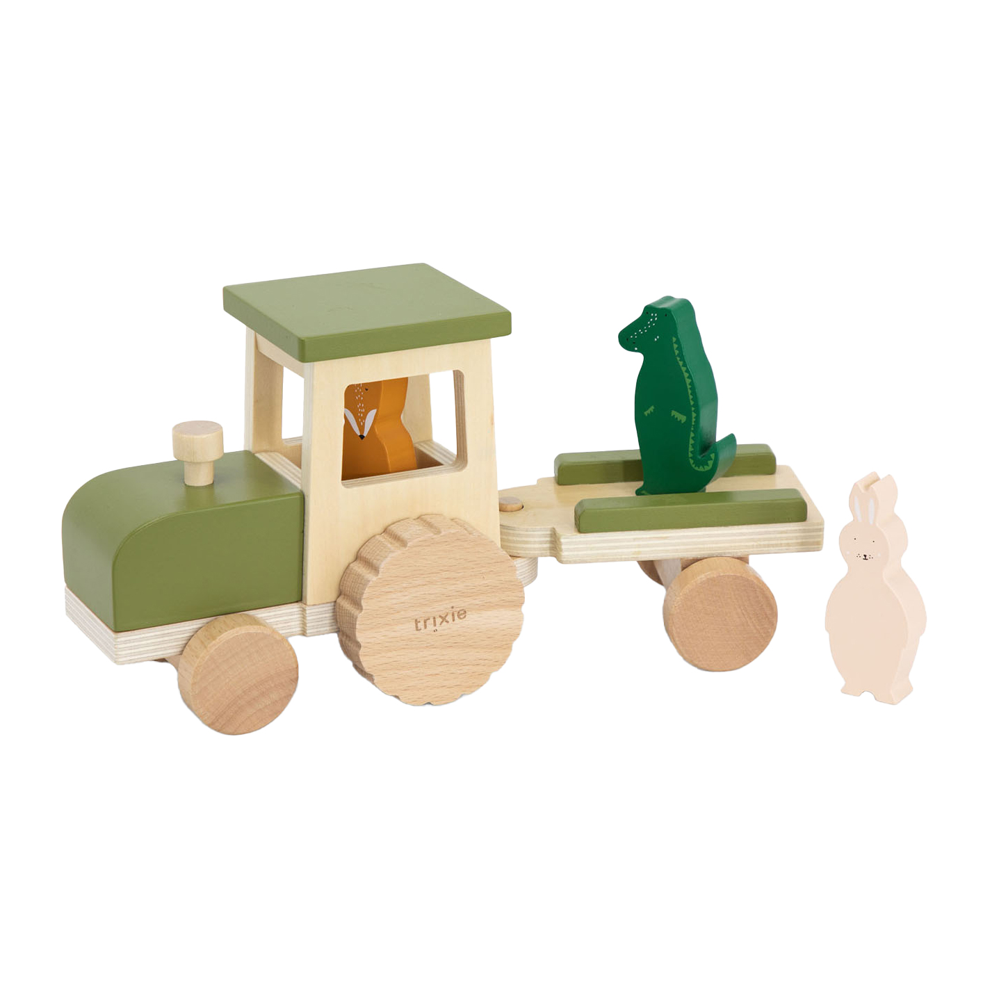 Trixie Tracteur animalier en bois avec remorque