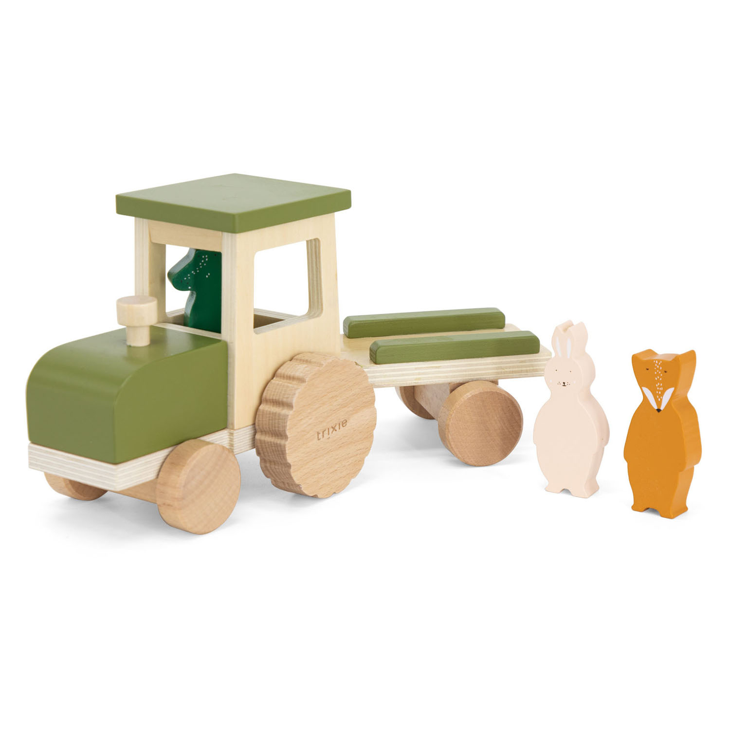 Trixie Tracteur animalier en bois avec remorque