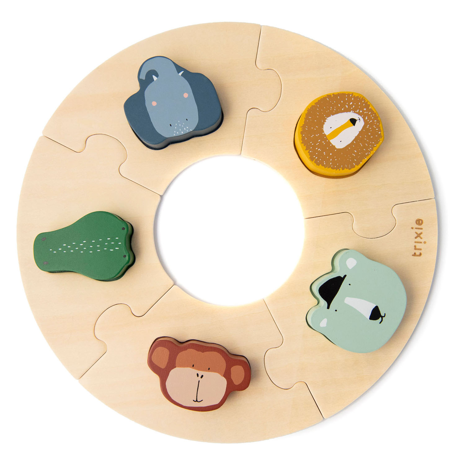 Trixie Puzzle Rond en Bois Animaux, 10 pcs.