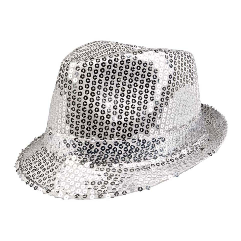 Hoed Popster Pailetten Zilver