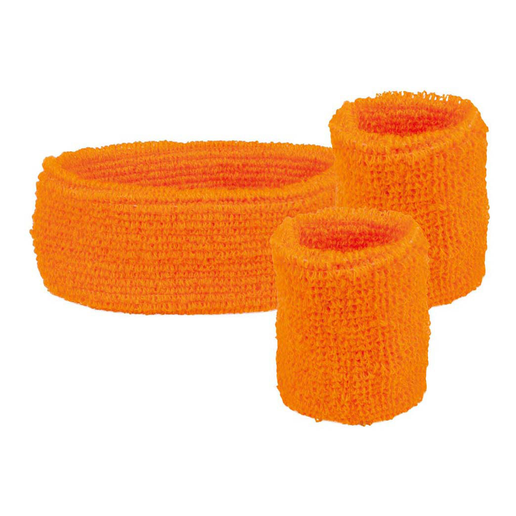Bandeaux anti-transpiration orange fluo, 3 pièces.