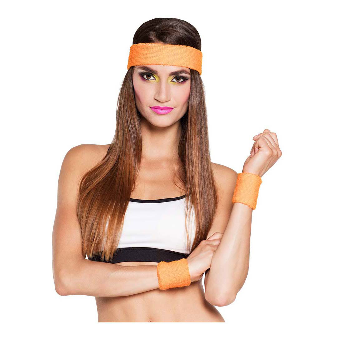 Bandeaux anti-transpiration orange fluo, 3 pièces.