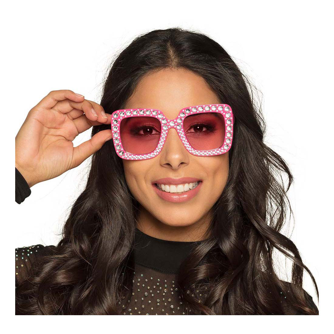 Lunettes de fête Bling Bling Rose vif