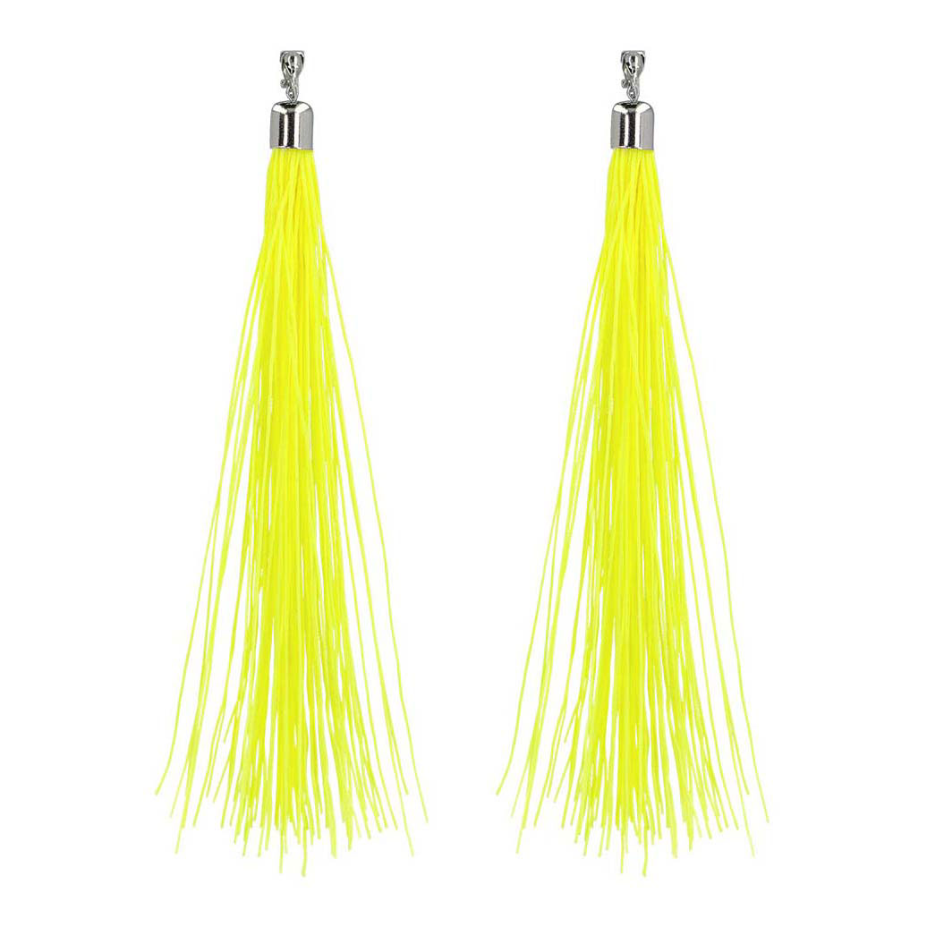 Boucles d'oreilles Festival Jaune Fluo, 20 cm