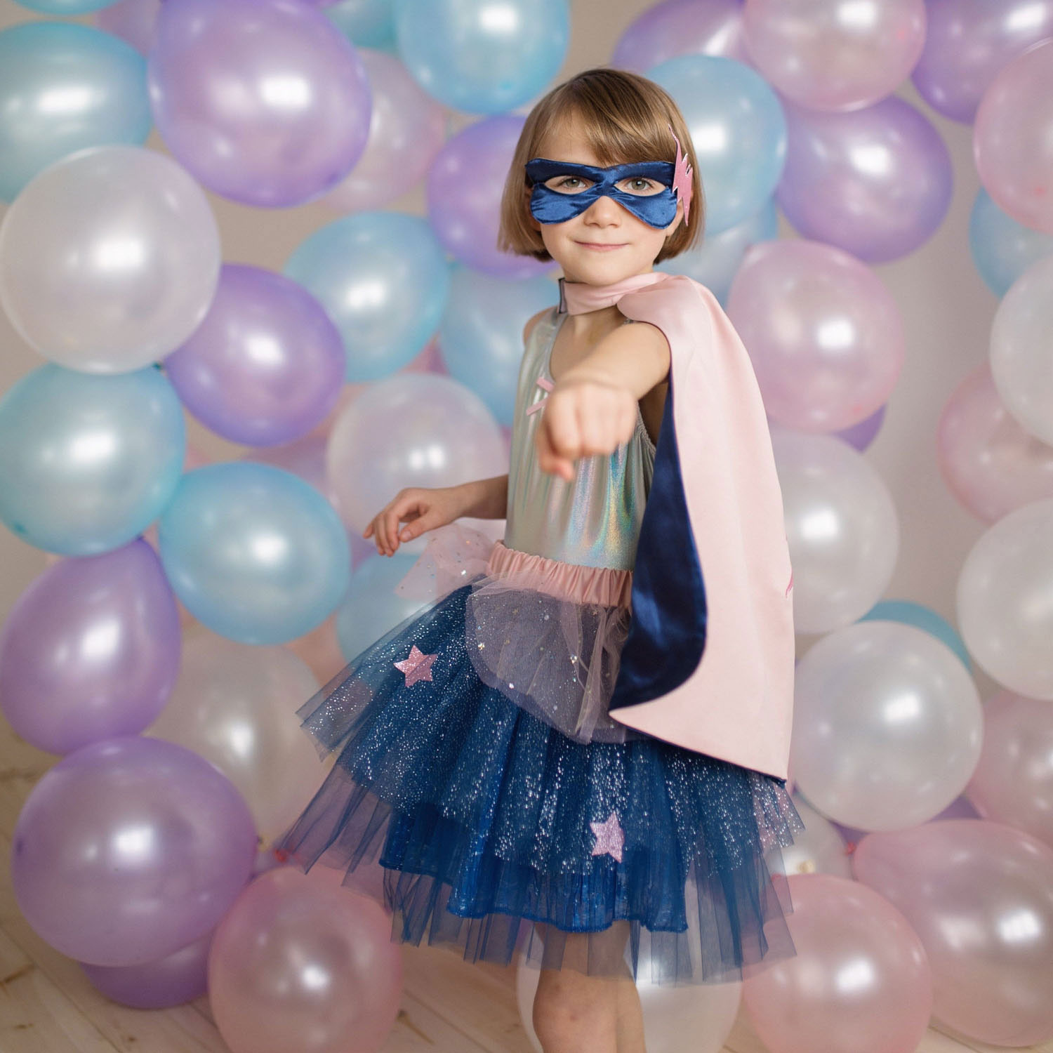 Super-Duper Heroine Dress Up Set Rose/Bleu Marine, 7-8 ans